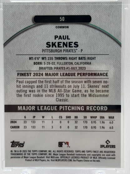 2025 Finest #50 Paul Skenes Orange Refractors # 4/25
