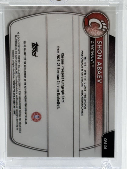 2025-26 Bowman #CPA-SA Shon Abaev Chrome Prospect AutoGold Refractor # 38/50