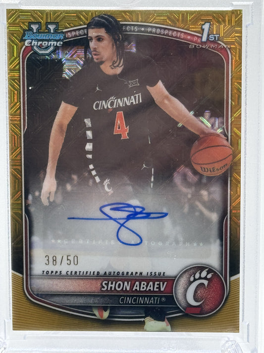 2025-26 Bowman #CPA-SA Shon Abaev Chrome Prospect AutoGold Refractor # 38/50