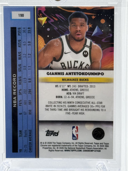 2025-26 Topps Chrome Cosmic #190 Giannis Antetokounmpo Gold Interstellar # 24/50