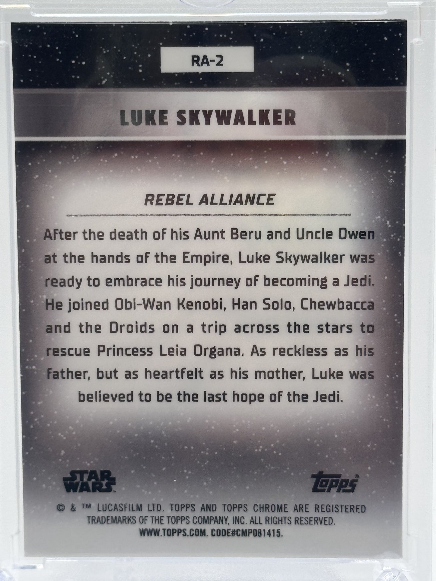 2024 Topps Chrome Star Wars #RA-2 Luke Skywalker The Galactic Civil War