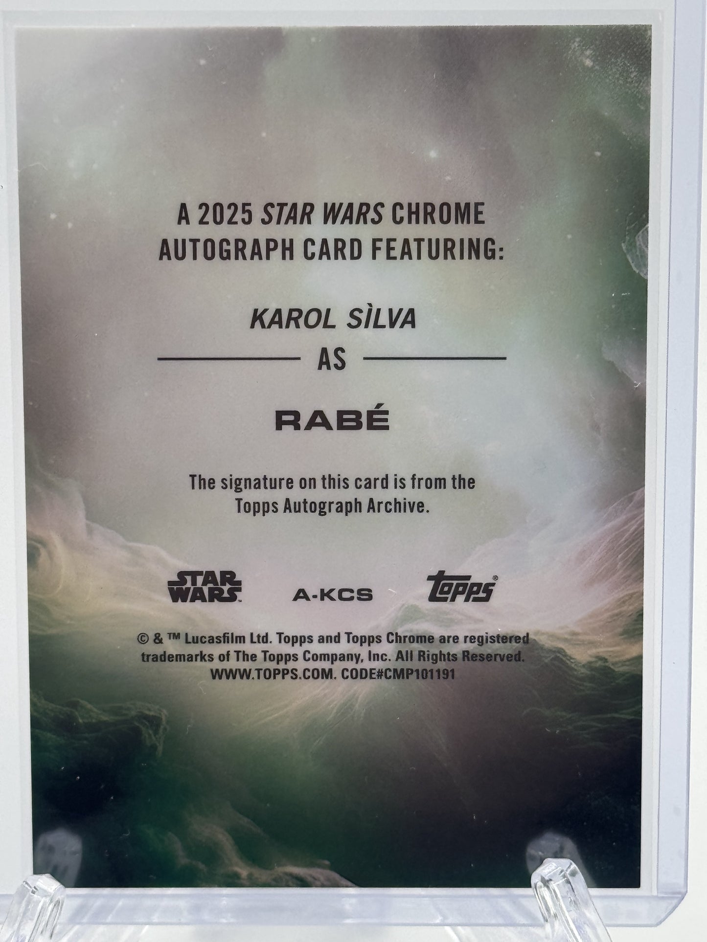 2025 Topps Chrome Star Wars #A-KCS Karol Silva Autographs Kashyyyk Green # 37/99