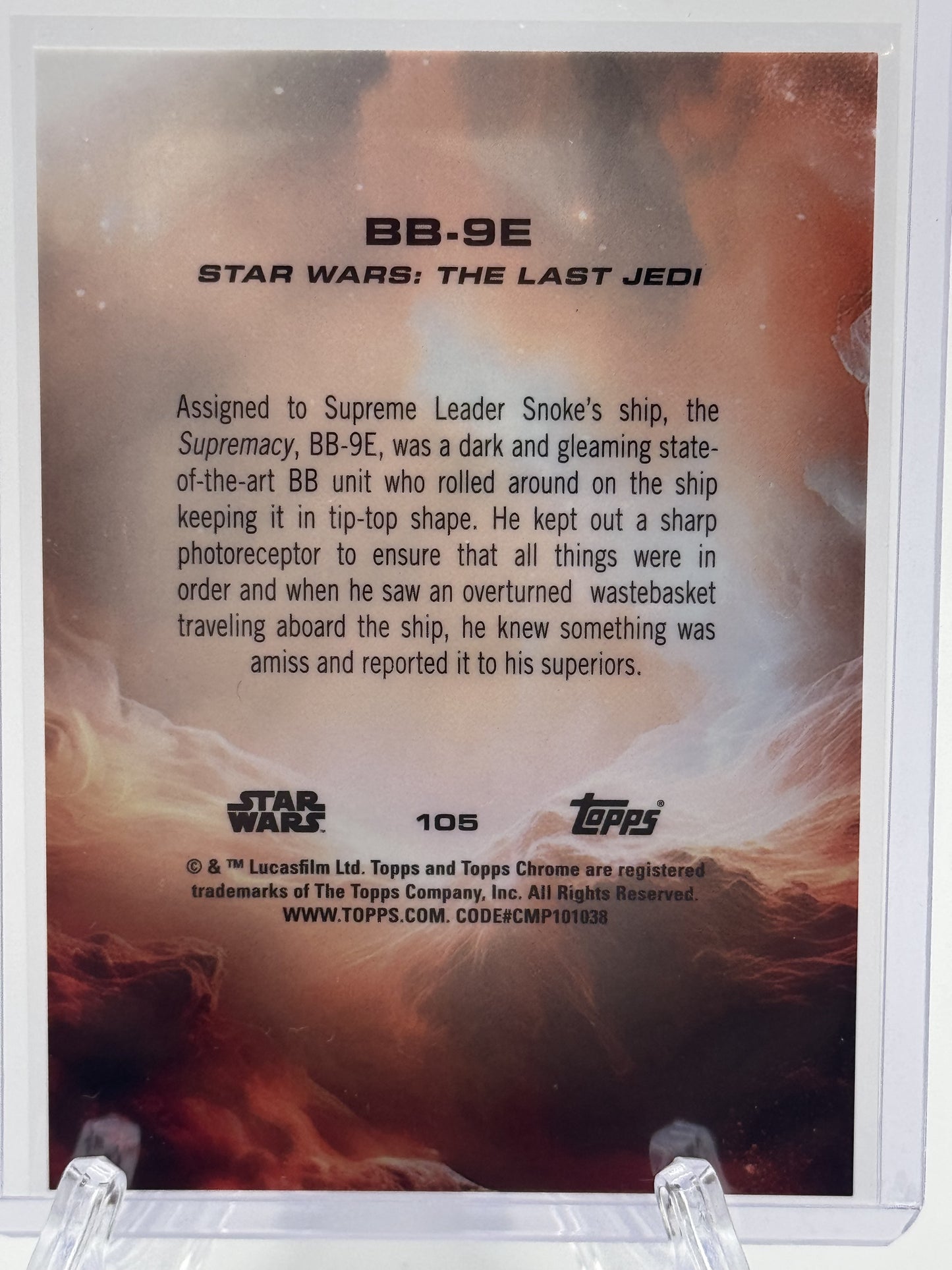 2025 Topps Chrome Sapphire Edition Star Wars #105 BB-9E Gold Sapphire # 46/50