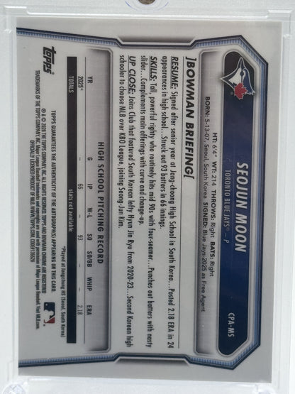 2026 Bowman #CPA-MS Seojun Moon Chrome Prospect Autographs