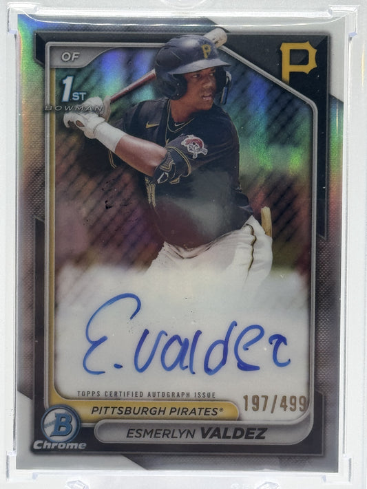 2024 Bowman #CPA-EV Esmerlyn Valdez Chrome Prospect Autographs Refractors #/499