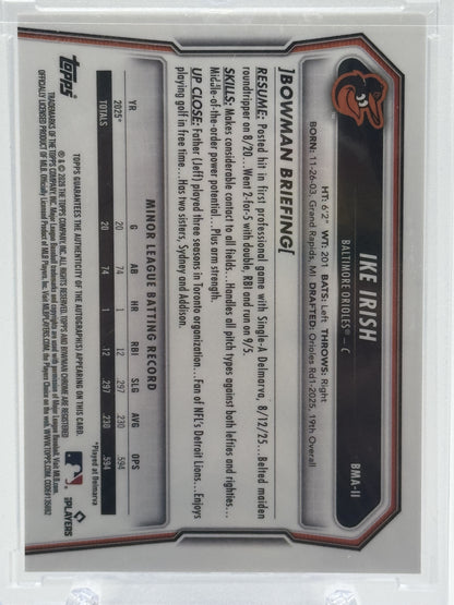 2026 Bowman  #BMA-II Ike Irish Chrome Mojo Autographs Refractor
