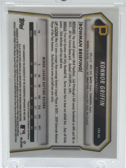 2026 Bowman  #CPA-KG Konnor Griffin Chrome Auto Blue Wave Refractor # 140/150