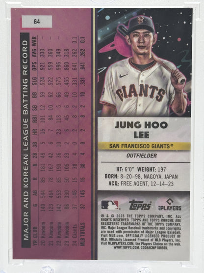 2025 Topps Chrome Cosmic #64 Jung Hoo Lee Orange Galactic Refractor # 14/25