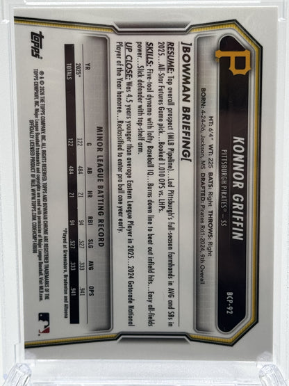 2026 Bowman #BCP-92 Konnor Griffin Chrome Prospects Mojo Pink Refractor #/199