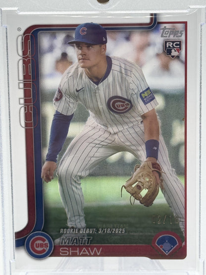 2025 Topps Update #US345 Matt Shaw Clear # 2/10