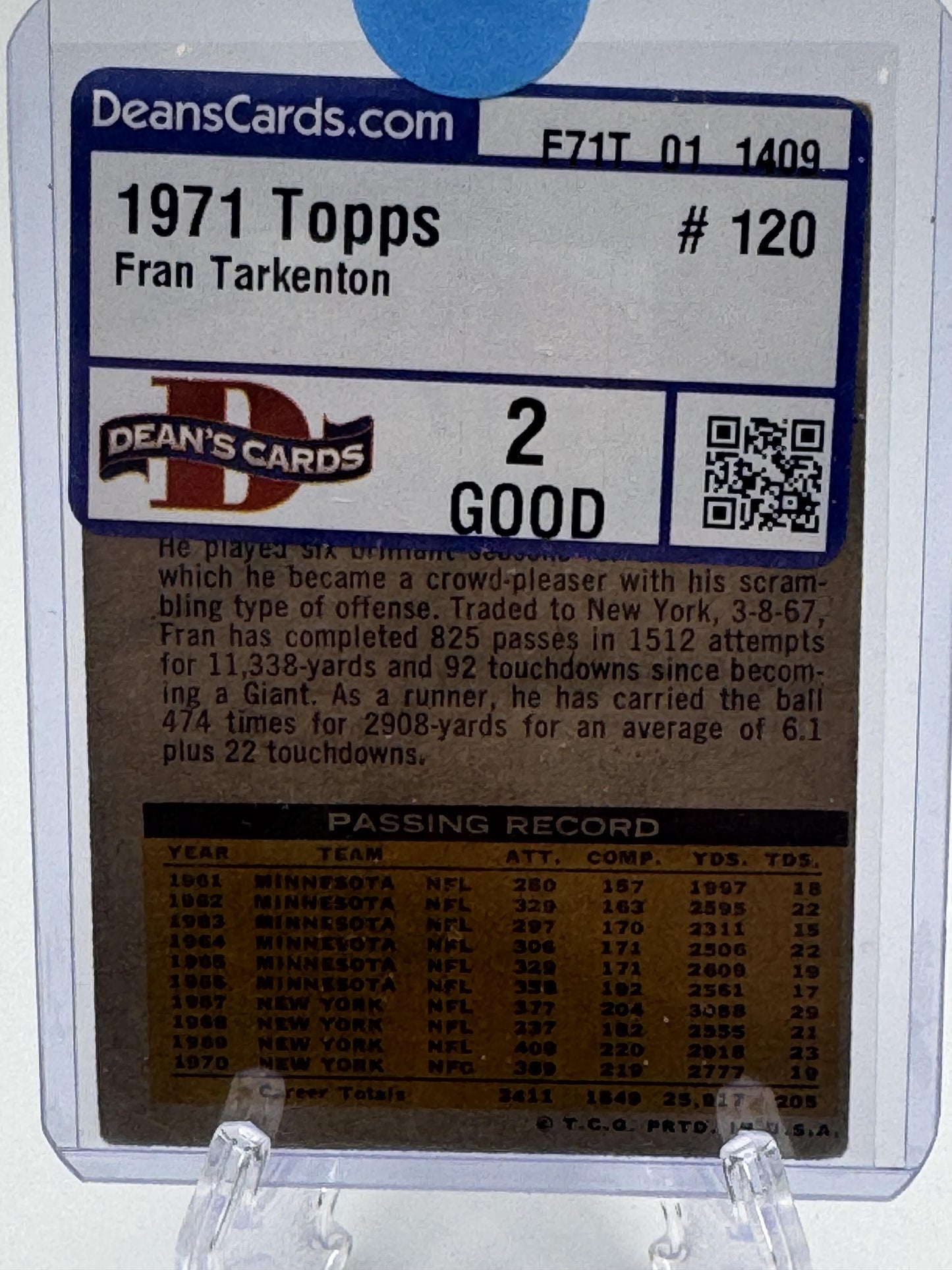 1971 Topps #120 Fran Tarkenton