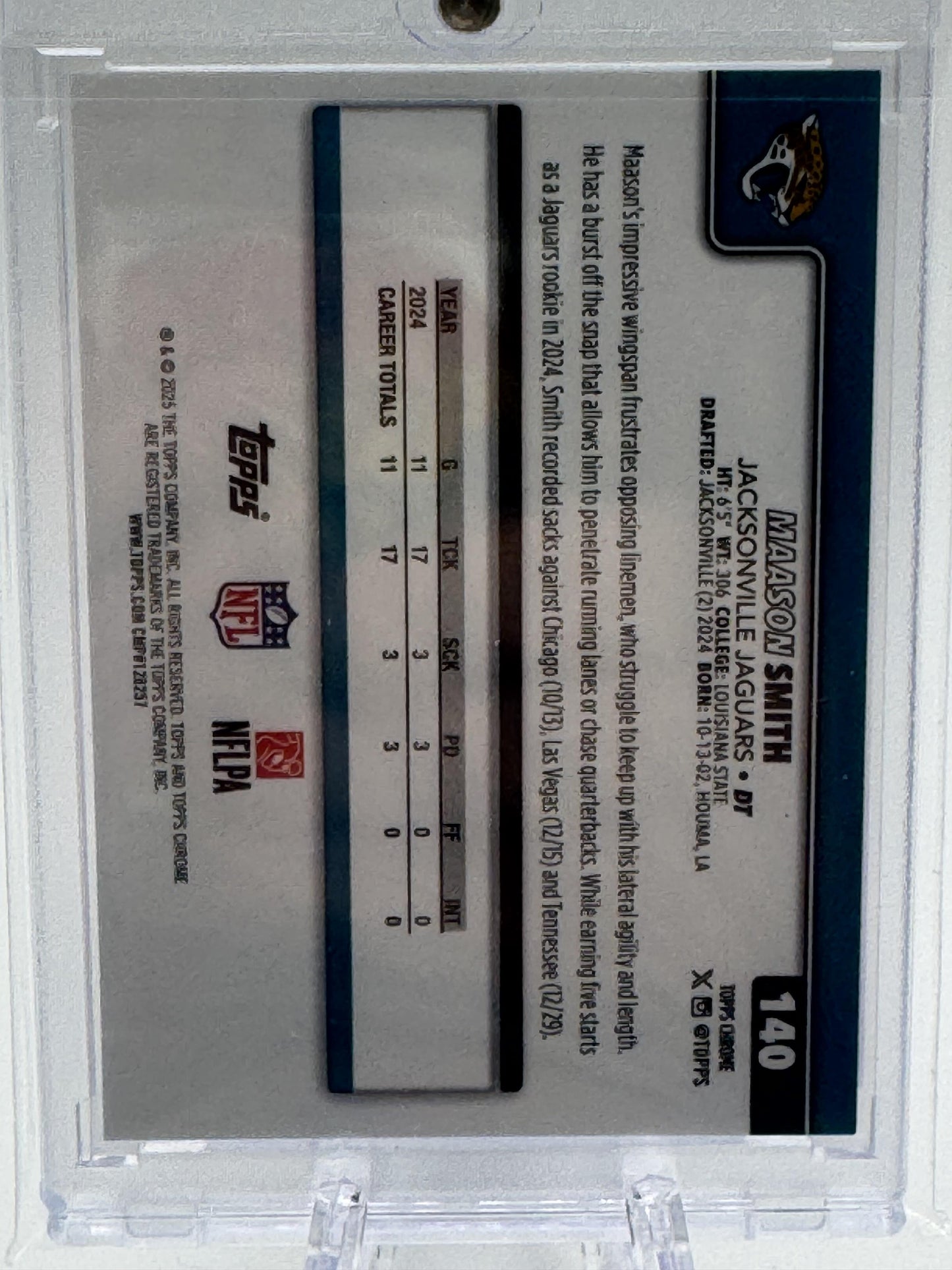 2025 Topps Chrome #140 Maason Smith Football Leather Red #/5