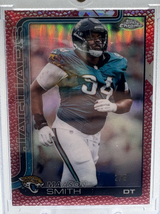 2025 Topps Chrome #140 Maason Smith Football Leather Red #/5