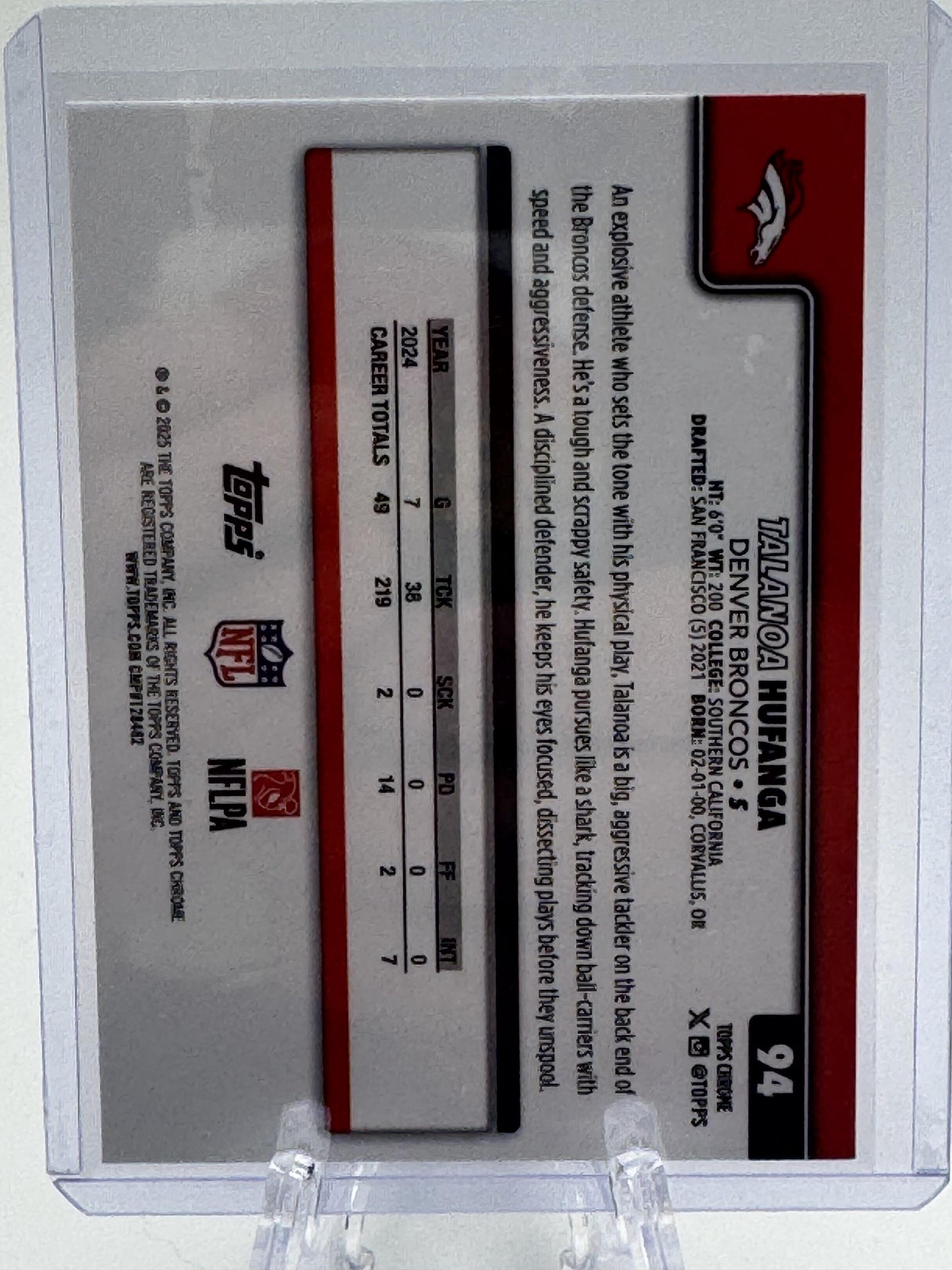 2025 Topps Chrome #94 Talanoa Hufanga Lightboard Logo