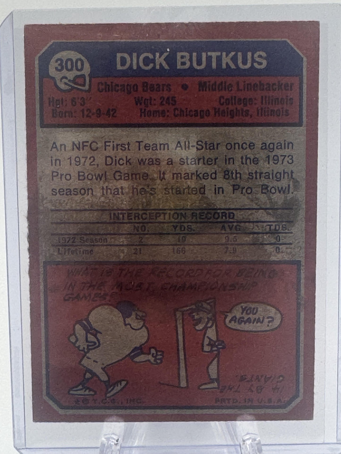 1973 Topps #300 Dick Butkus