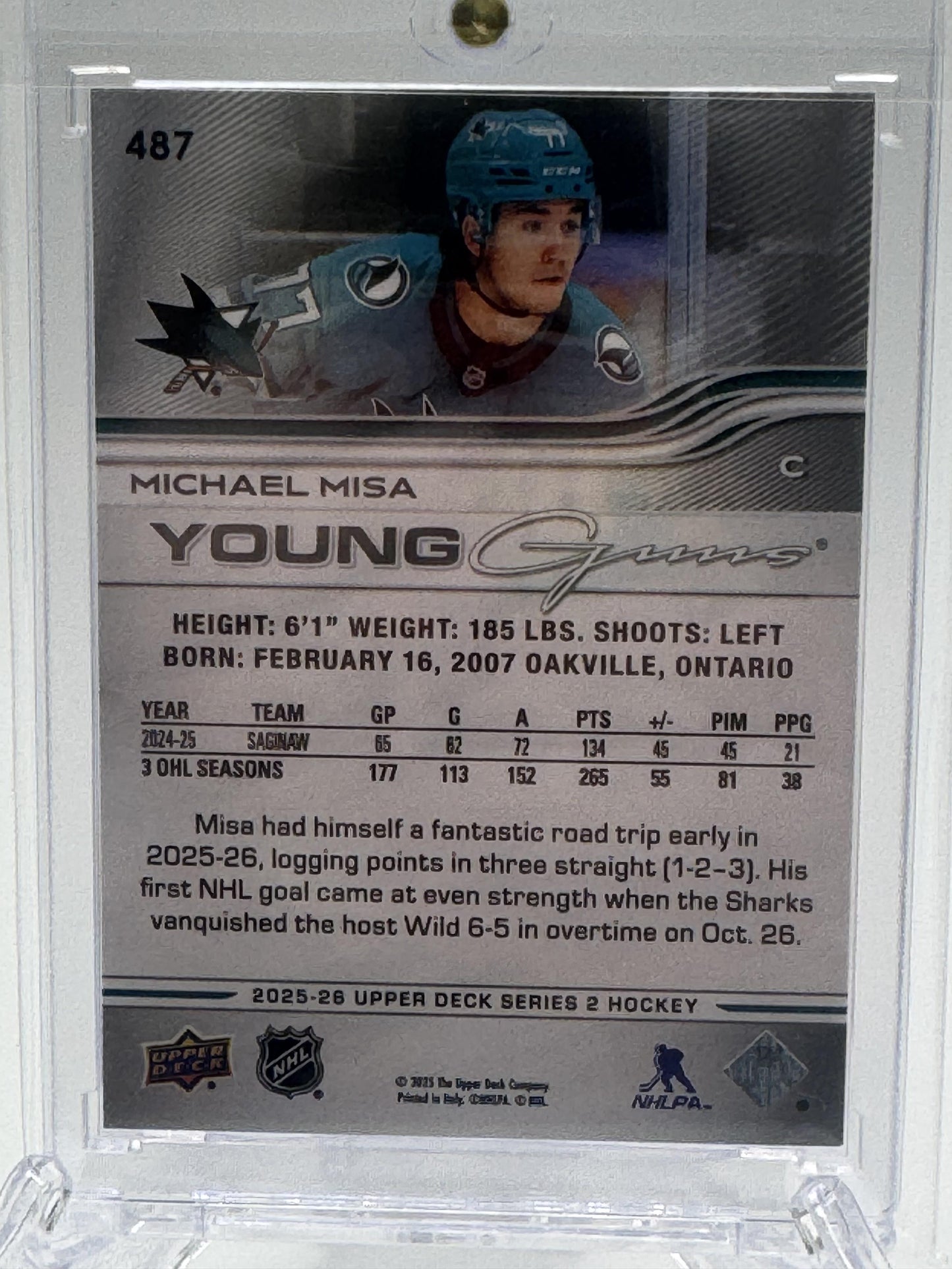 2025-26 Upper Deck #487 Michael Misa Young Guns