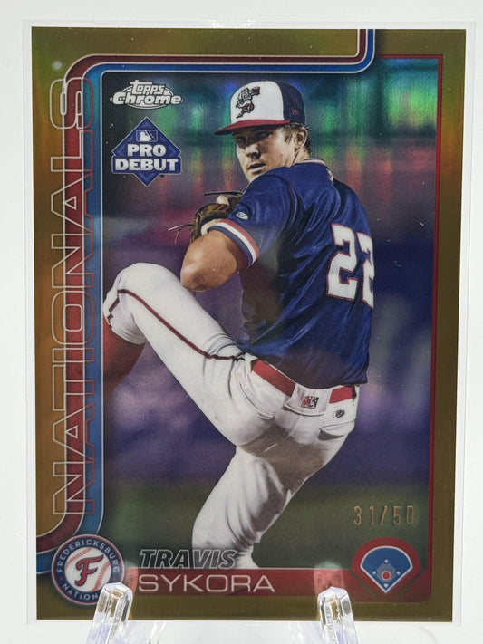 2025 Topps Pro Debut #PDC-8 Travis Sykora Chrome Blue Refractor #/150