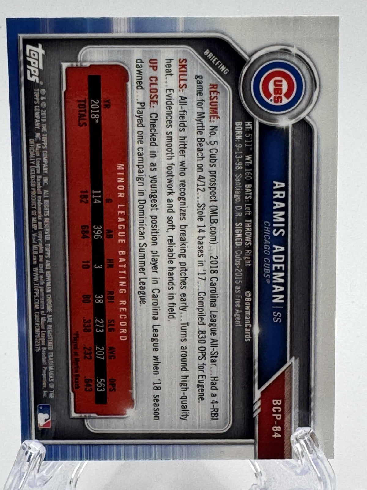 2019 Bowman #BCP-84 Aramis Ademan Chrome Prospects Orange Shimmer Refractor #/25