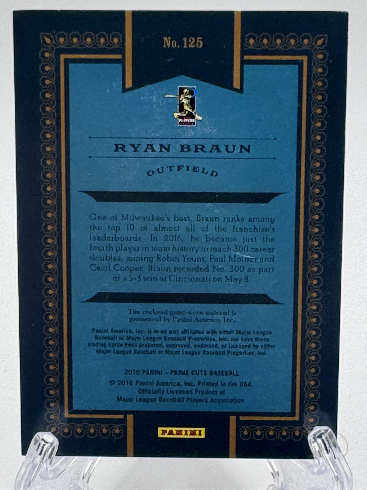 2016 Panini Prime Cuts #125 Ryan Braun Bronze #/25