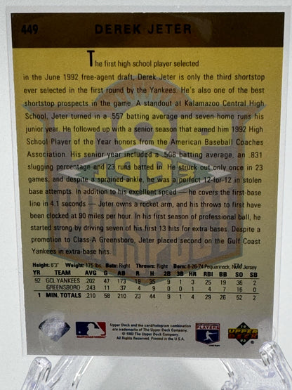 1993 Upper Deck #449 Derek Jeter Gold Hologram