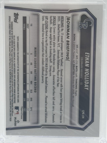 2026 Bowman #CPA-EH Ethan Holliday Chrome Prospect Auto LogoFractors # 18/35