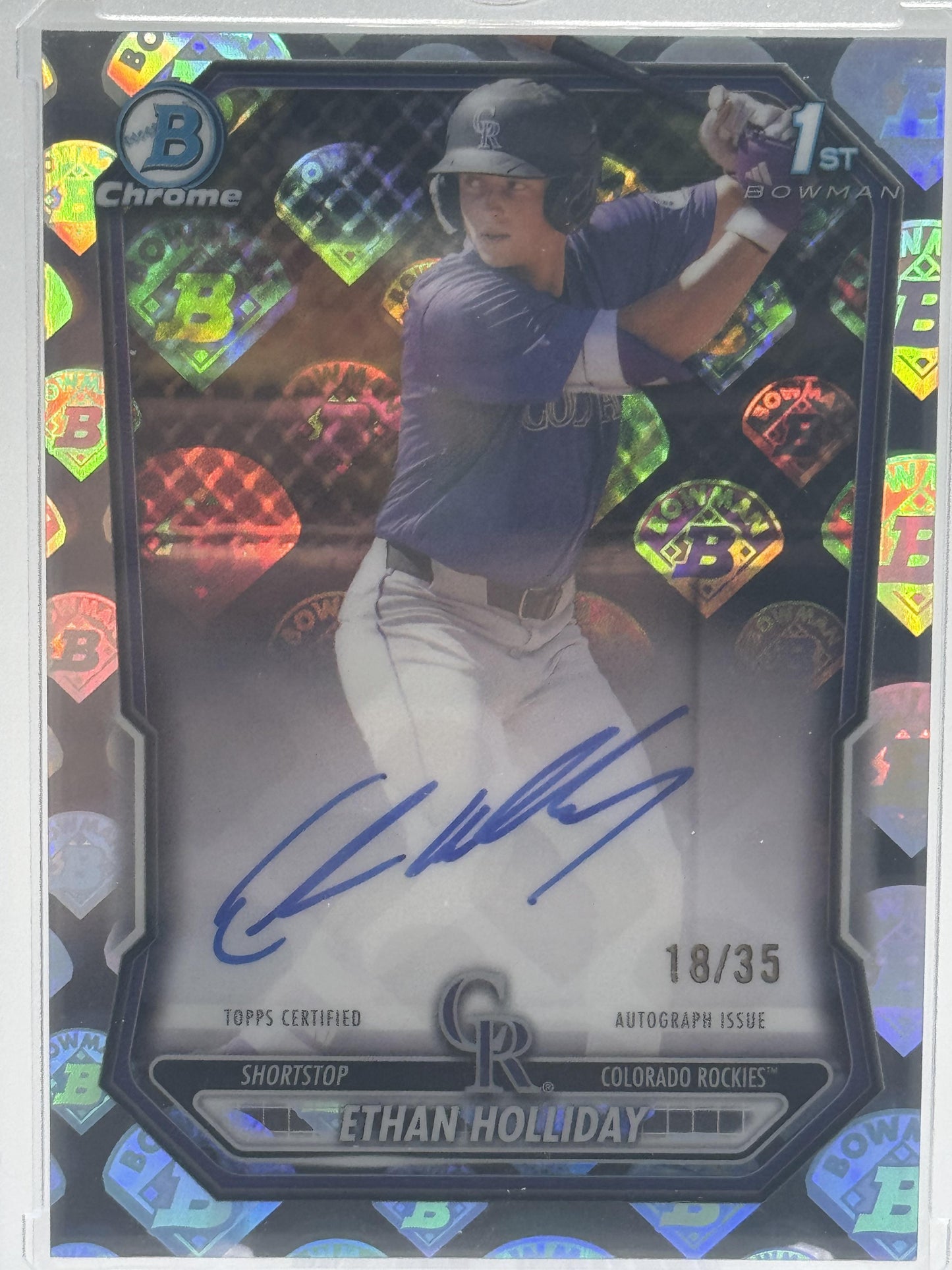 2026 Bowman #CPA-EH Ethan Holliday Chrome Prospect Auto LogoFractors # 18/35